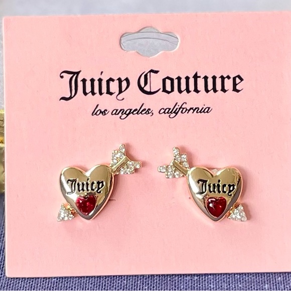 🌸NWT Juicy Couture Gold-Tone Bow & Arrow Heart Studs🌸 - Picture 2 of 15